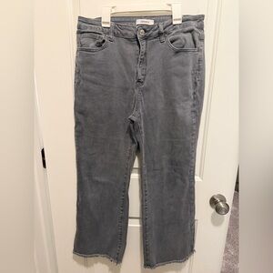 Zenana Gray Cropped Bootcut, Raw Edge